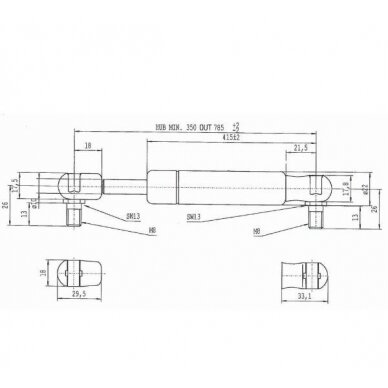 Amortizatorius dujinis L785-150N 2