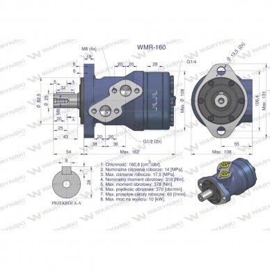 Hidraulinis variklis WMR 160 cm3/aps. (140 barų / maks. 200 barų) Waryński 4