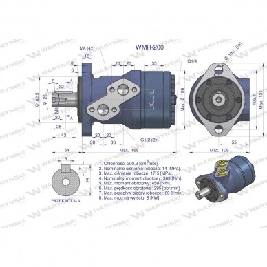 Hidraulinis variklis WMR 200 cm3/aps. (140 barų / maks. 200 barų) Waryński 5