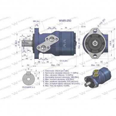 Hidraulinis variklis WMR 250 cm3/aps. (110 barų / maks. 160 barų) Waryński 5