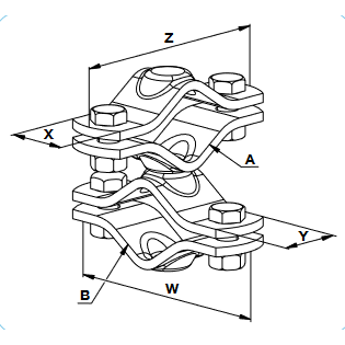 Jungtis universali 76x60 4x M10x25 kryžminė90300103 1