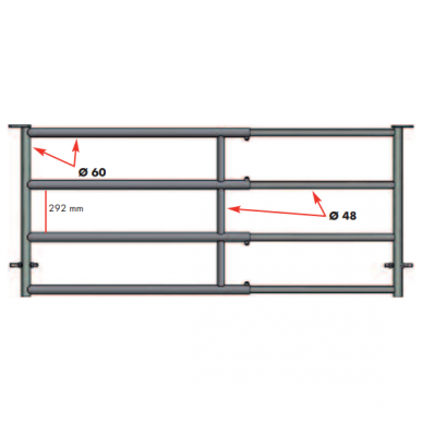 Vartai teleskopiniai 5-6m su 4 vamzdžių 51180